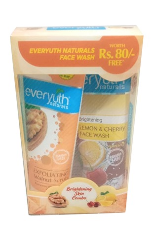 Everyuth Naturals Exfoliating Walnut Scrub, 50g + Free 50g Lemon Cherry Facewash